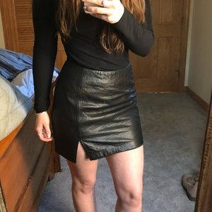 Express black leather miniskirt